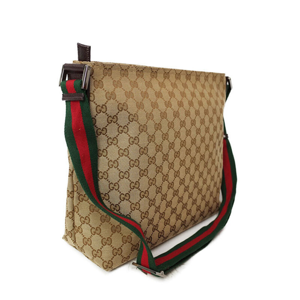 Gucci Crossbody Canvas Bag Web GG Messenger Brown